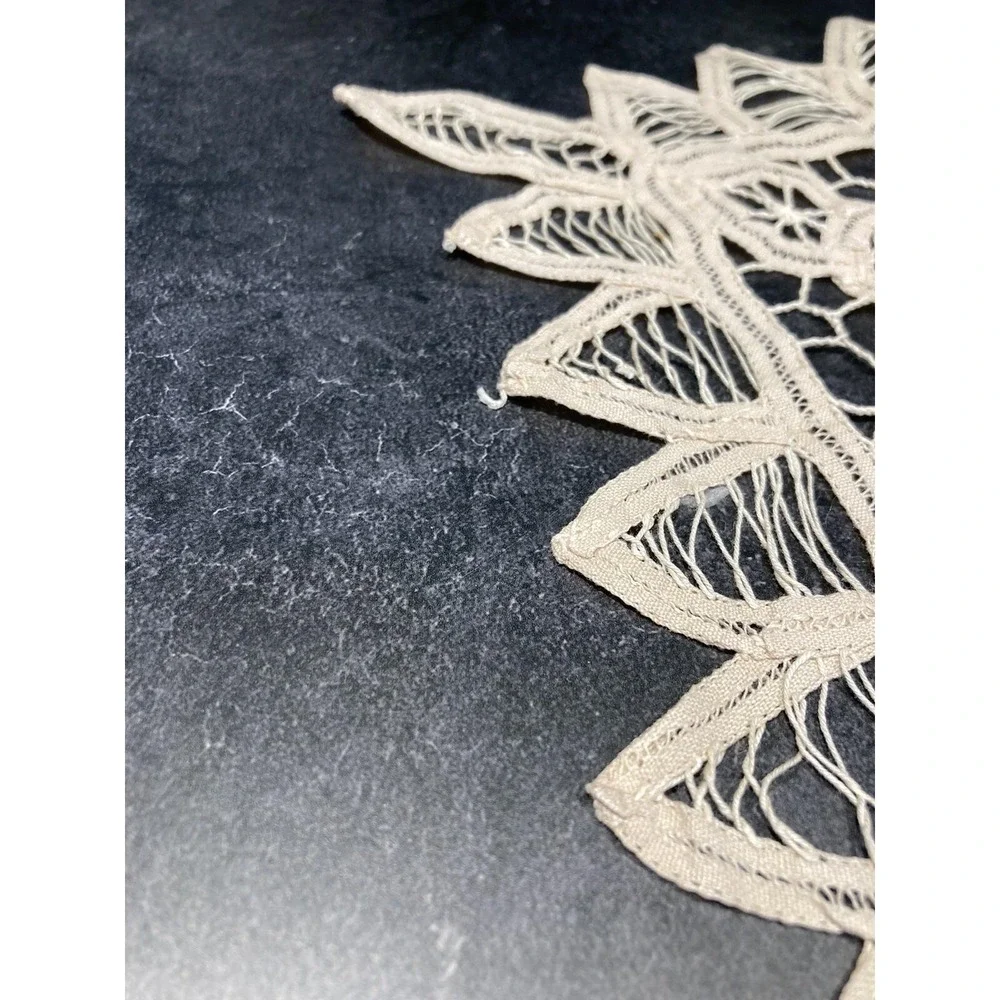 Vintage Thread Table Doily Square Cream Color 11